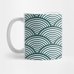 Seigaiha Waves Japanese Pattern Forest Green Mug